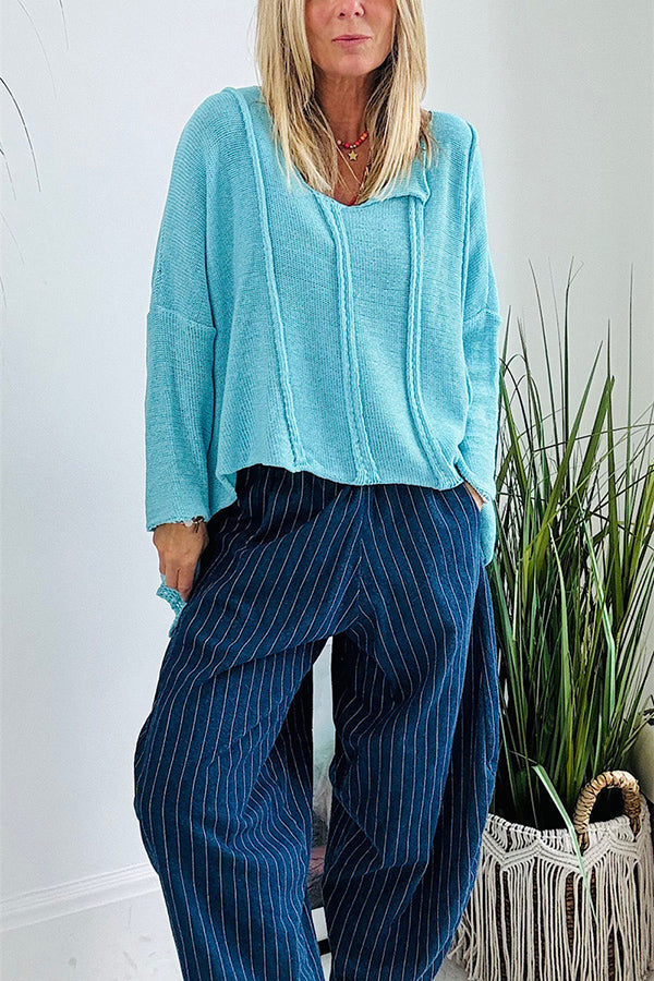 Solid Color Casual Long-sleeved Loose Knitted Sweater