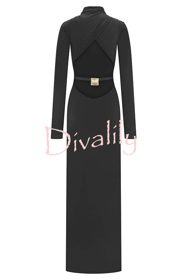 Sexy Backless Long-sleeved Stretch Slim-fit Maxi Dress