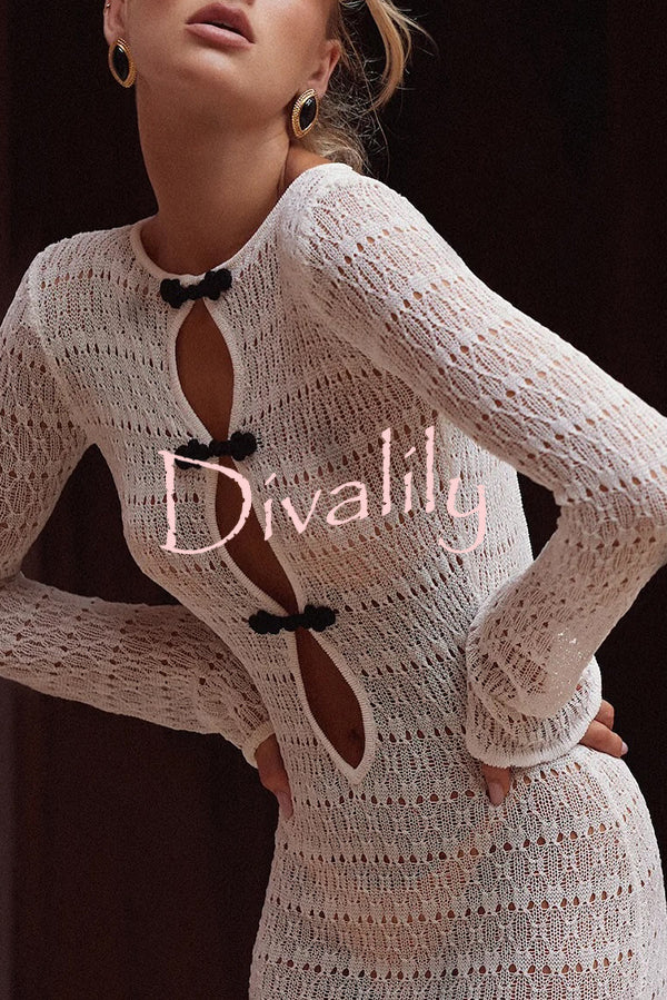 Sexy Backless Long-sleeved Knitted Slim-fit Maxi Dress
