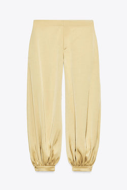 Satin Solid Pocket Loose Casual Pants