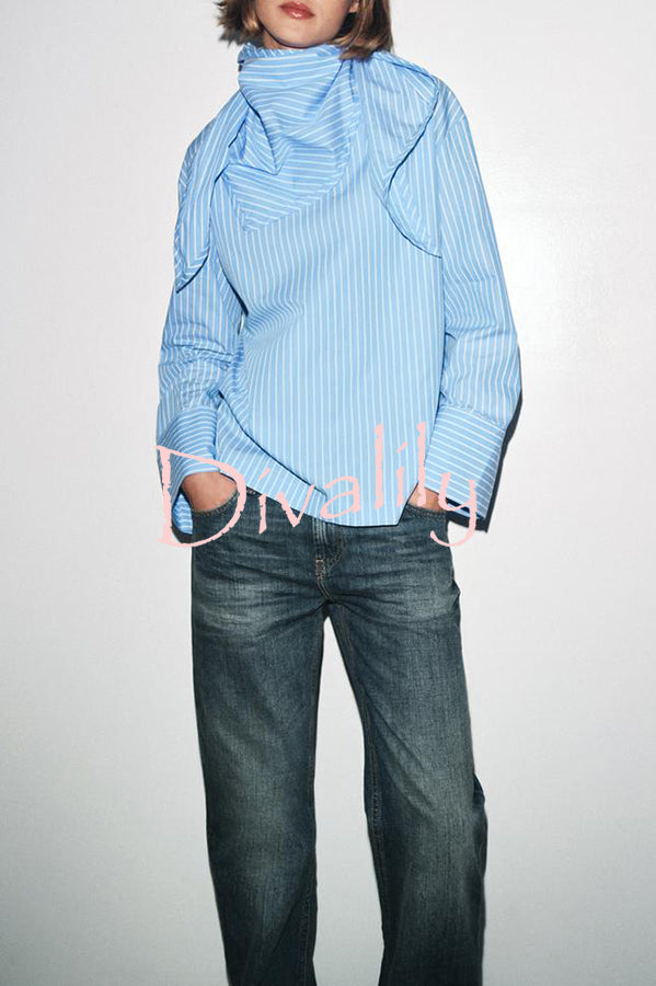 Meliora Striped Multi Position Scarf Long Sleeve H-line Shirt