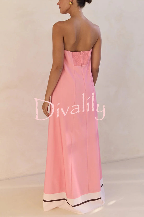 Unique Print Sexy Tube Top Back Zipper Loose Maxi Dress
