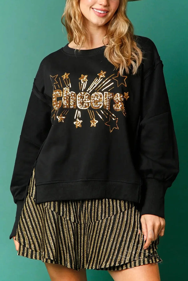 Christmas Sequin Casual Round Neck Long Sleeve Sweatshirt