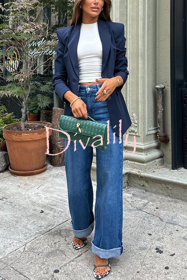 Weekend Plans High Rise Pocketed Straight Wide Leg Jeans