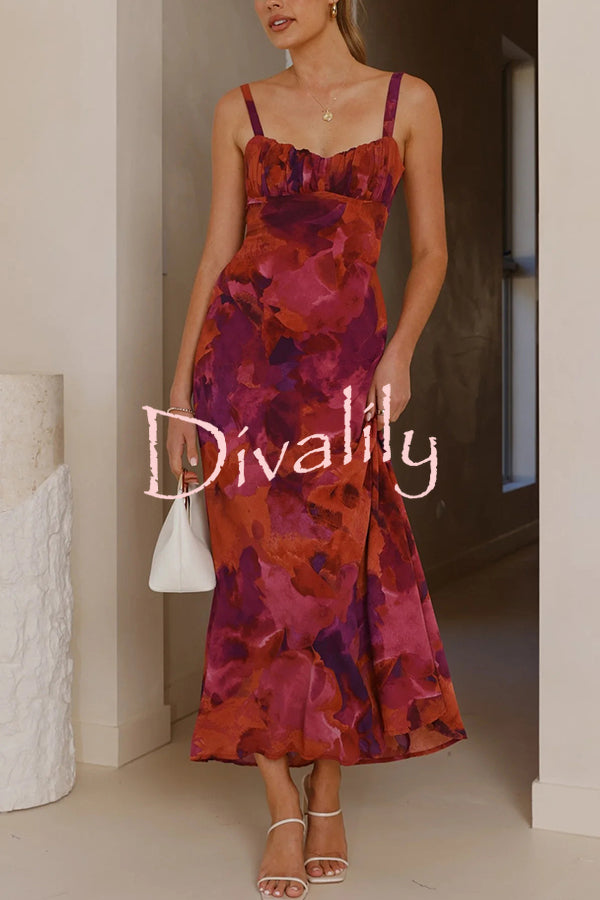 Fashion Tie-dye Backless Suspender Holiday Maxi Dress