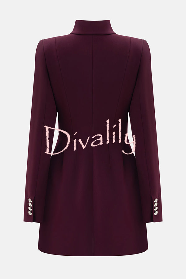 Elegant Long-sleeved Hollowed-out Button-down Slim-fit Mini Dress