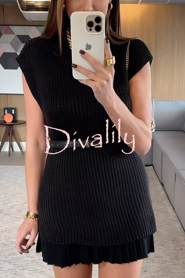 Solid Color Loose Sleeveless Casual Knitted Vest