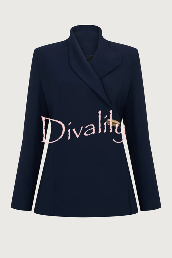 Exquisite and Fashionable Stand Lapel Neck Metal Button Long Sleeve Blazer