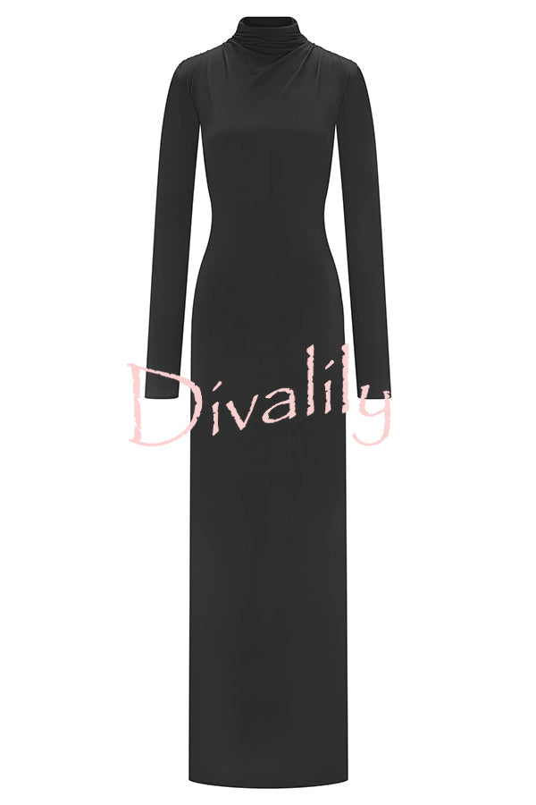 Sexy Backless Long-sleeved Stretch Slim-fit Maxi Dress
