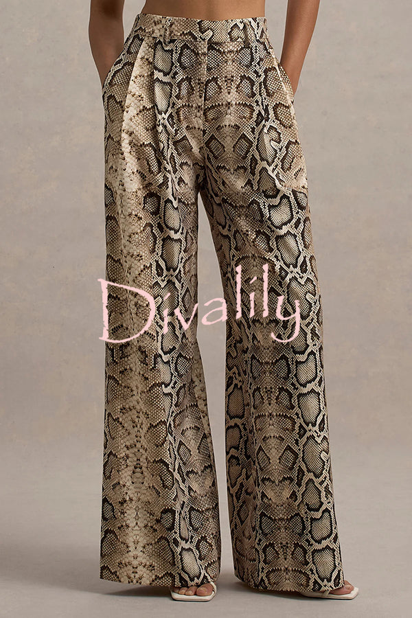 Hurley Ombre Snake Print Elastic Waist Pocketed Wide Leg Pants