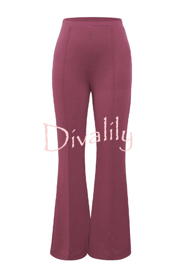 Downtown Dates High Rise Elastic Waist Stretch Flared Pants