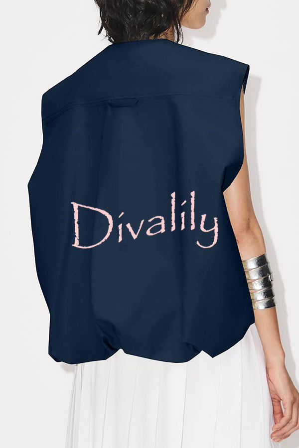 Fashion Zipper Sleeveless Pocket Loose Vest Jacket