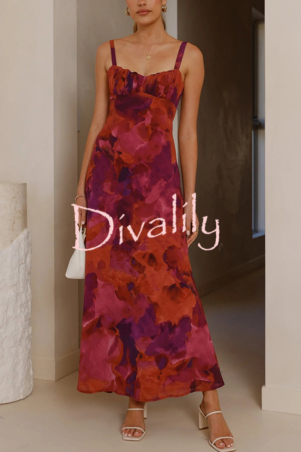 Fashion Tie-dye Backless Suspender Holiday Maxi Dress