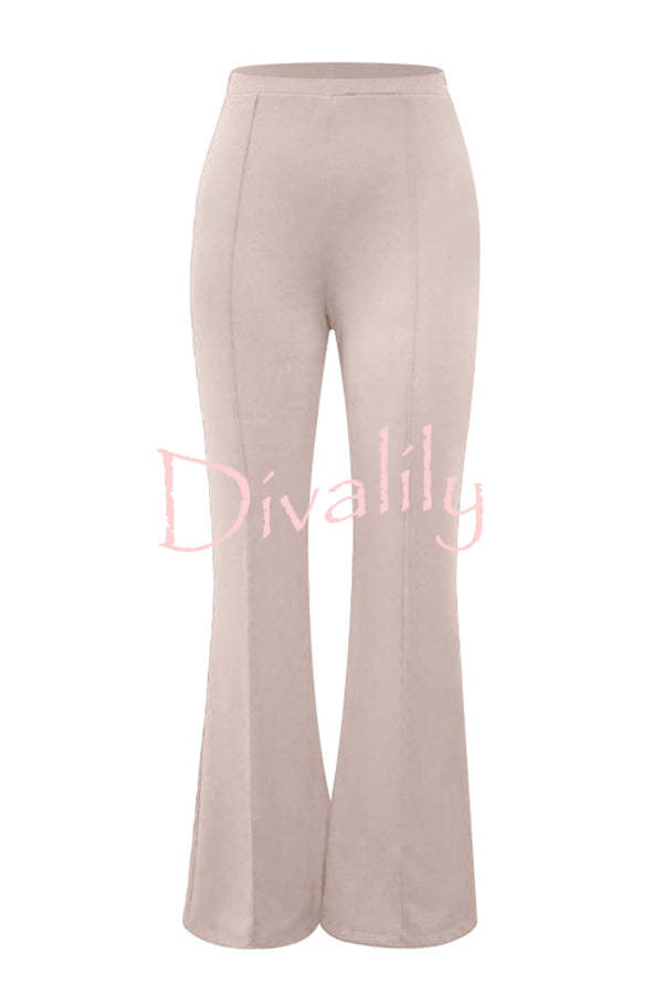 Downtown Dates High Rise Elastic Waist Stretch Flared Pants