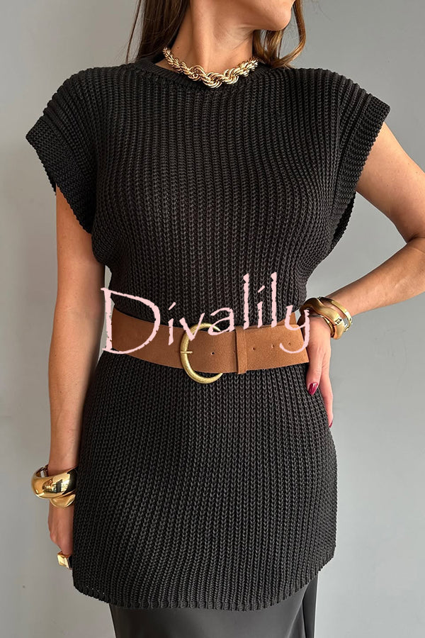 Solid Color Loose Sleeveless Casual Knitted Vest