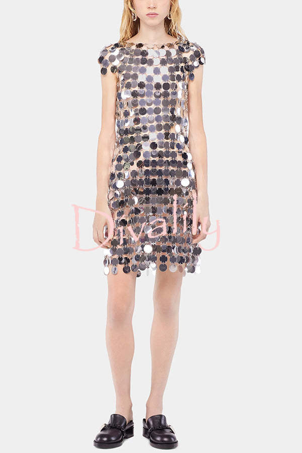 Sexy Sparkly Sequined Cutout Mini Dress