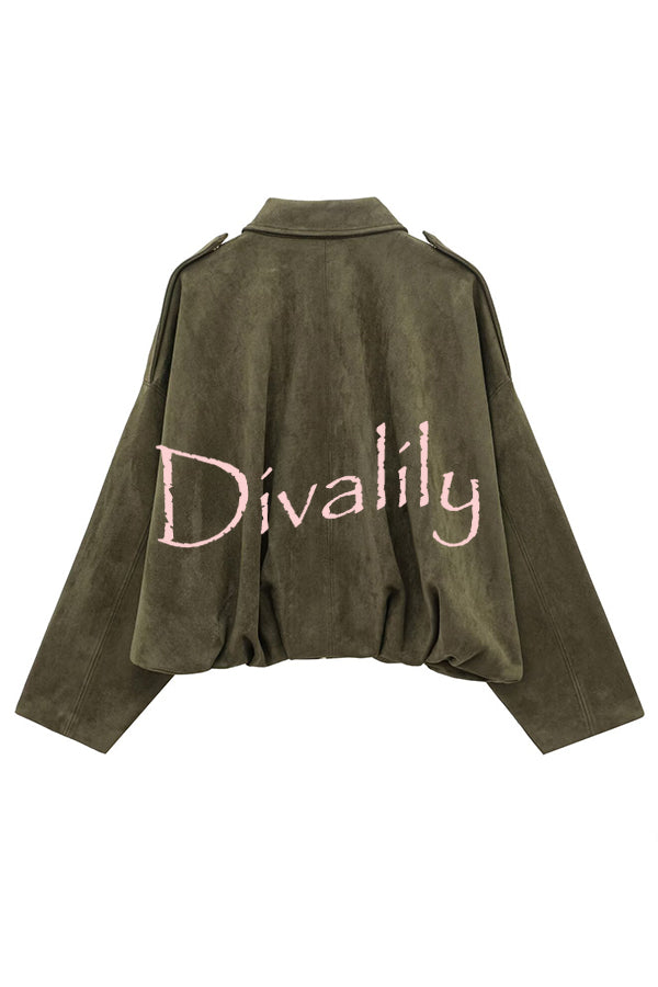 Fashion Lapel Long-sleeved Casual Bomber Jacket