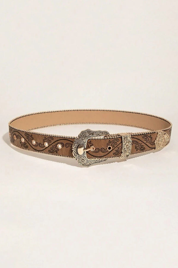 Distressed Embossed Western Vintage Denim Belt