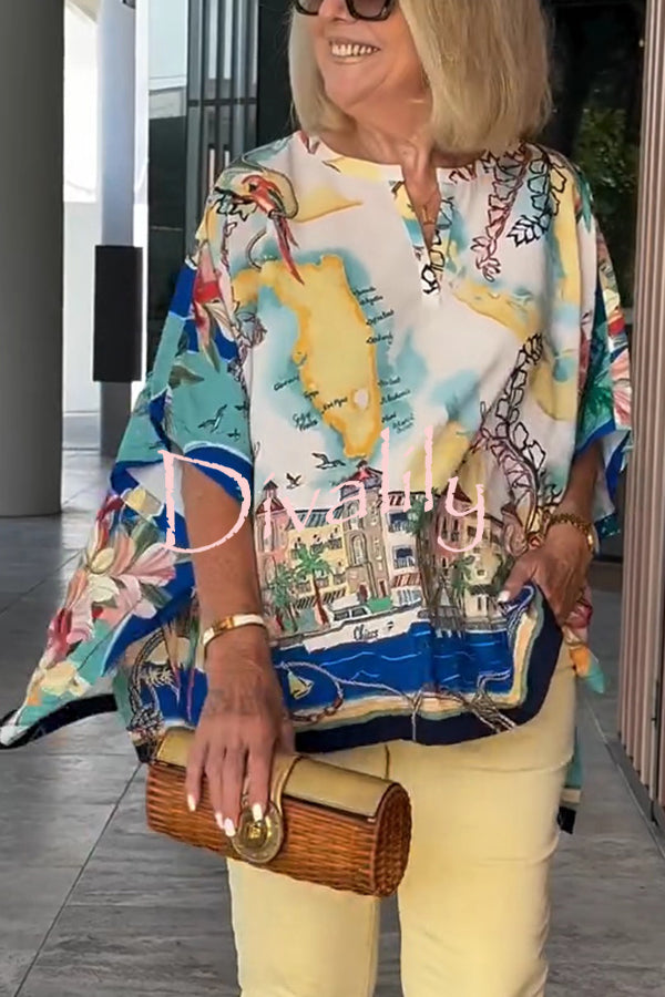 Unique Printed Casual Half Sleeve Loose Top