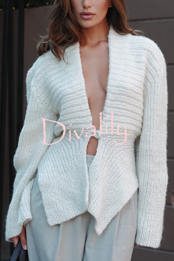 Retro V-neck Long-sleeved Sexy Hollow Loose Knitted Cardigan