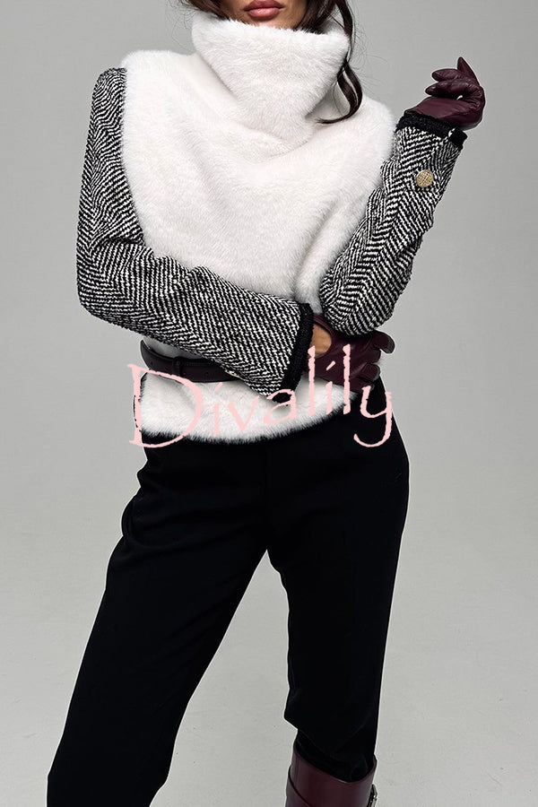 Warm and Stylish Shaggy Eco-fur Stand Collar Side Slit Vest