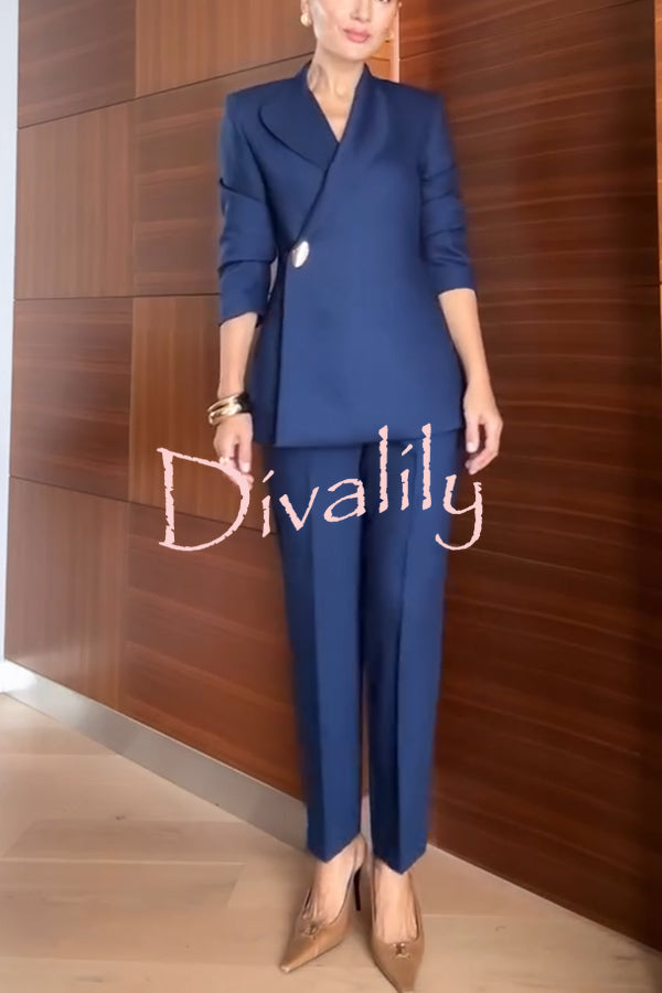Exquisite and Fashionable High Waist Pocketed Straight Leg Pencil Pants