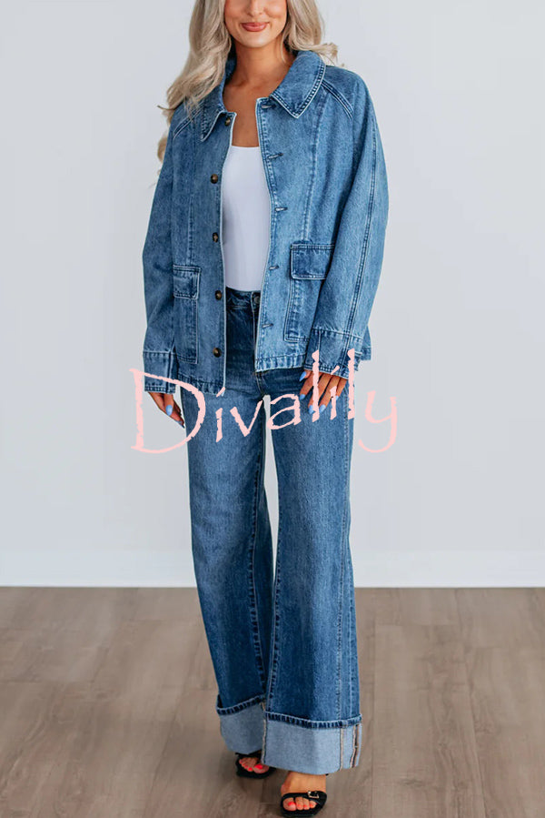 Stylish Single-breasted Casual Pocket Denim Jacket