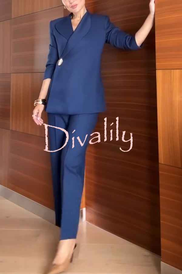 Exquisite and Fashionable Stand Lapel Neck Metal Button Long Sleeve Blazer