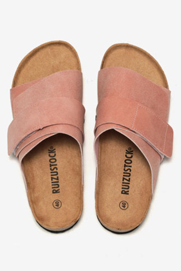 Frosted Leather Beach Slip-on Sandals