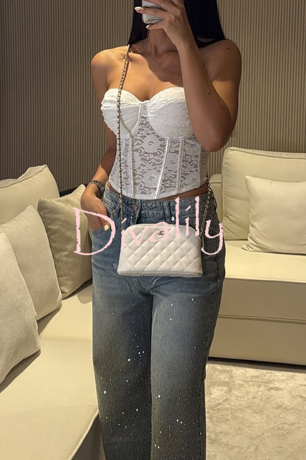 Fashion Star Rhinestone High Rise Casual Pocket Straight Loose Jeans