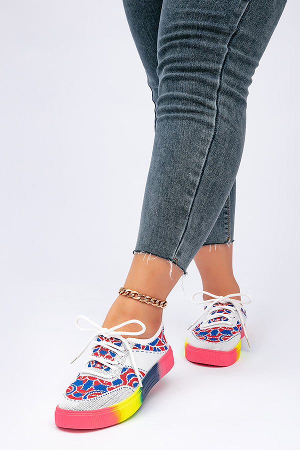 Fashionable Rainbow Bottom Sports Flat Casual Shoes