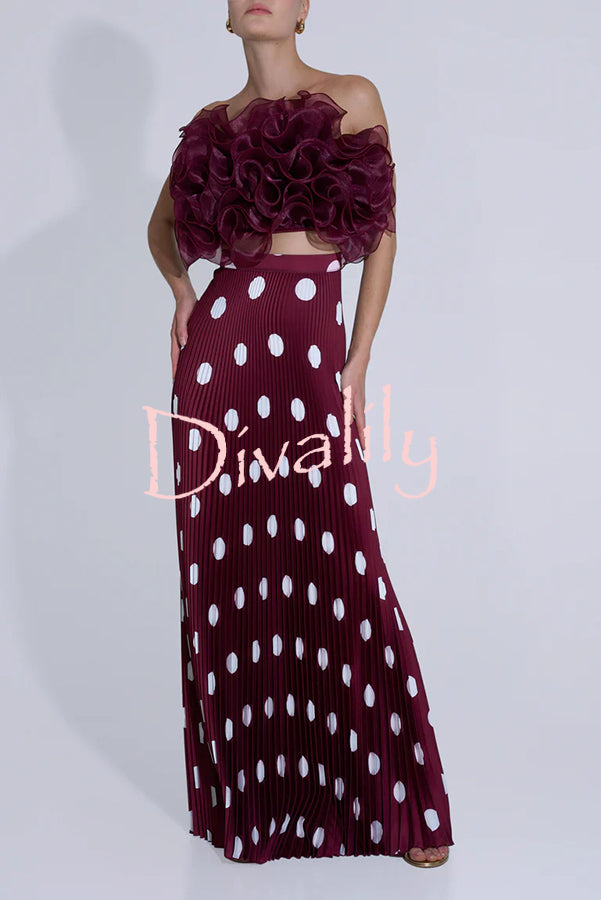 Eye-catching Organza Multi-layer Petal Ruffles Details Strapless Tank