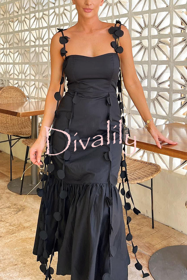 Romantic Getaway Round Decorative Draped Braid Fishtail Midi Dress