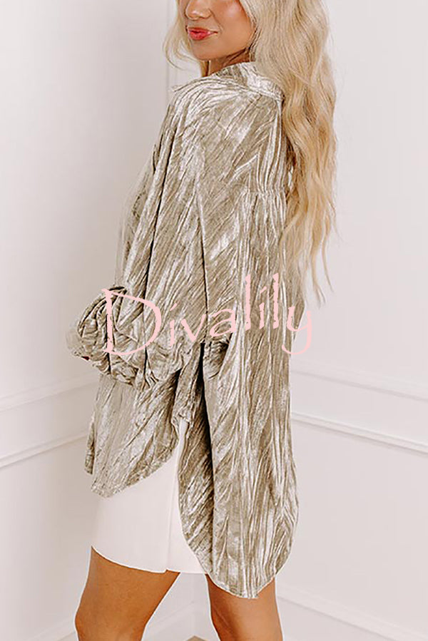 Solid Color Velvet Light-sensitive Drape Loose Shirt