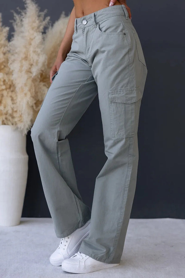 Bowie Mid-rise Draped Pocket Cargo Straight Pants