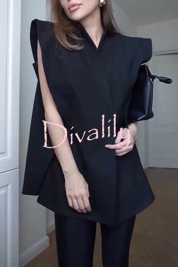 Fashionable Pioneer Stand V-neck Split Sleeve Loose Blazer