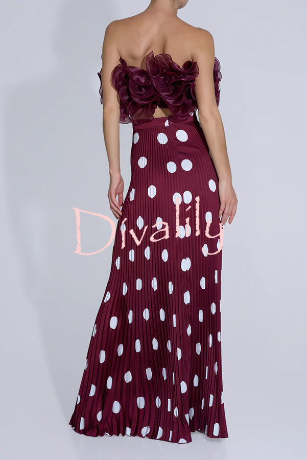 Eye-catching Organza Multi-layer Petal Ruffles Details Strapless Tank