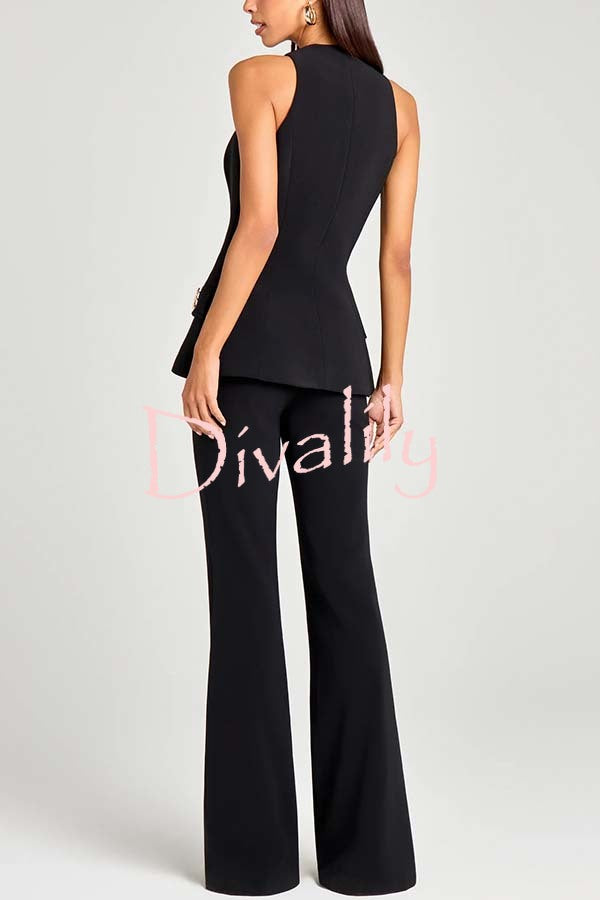 Women Power High Rise Side Zipper Flare Slim Fit Pants
