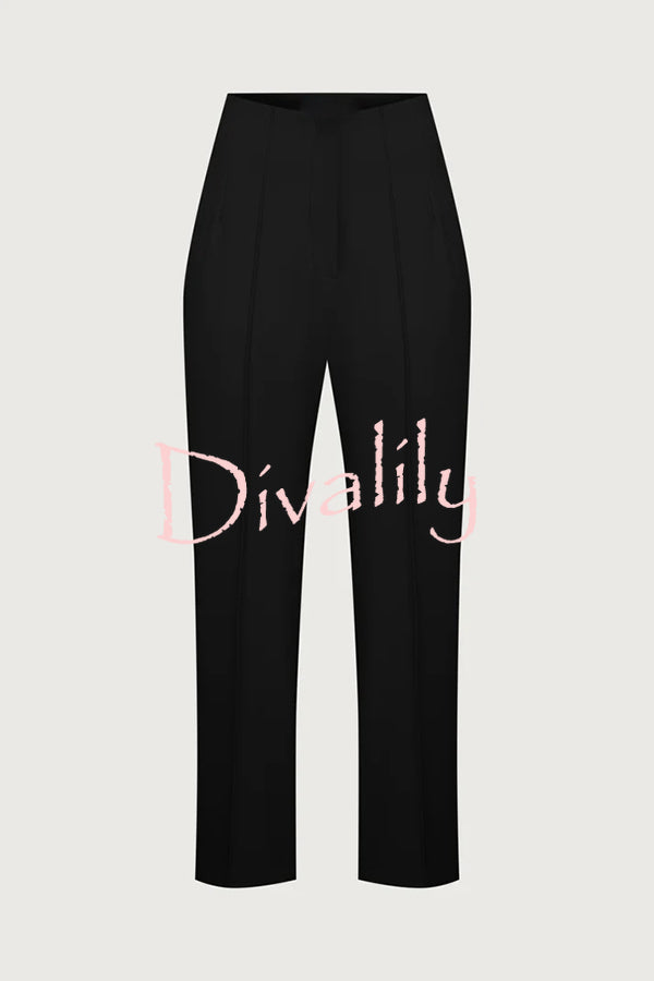 Exquisite and Fashionable High Waist Pocketed Straight Leg Pencil Pants
