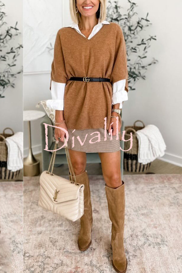 Super Comfortable and Versatile Knit Loose Poncho Sweater