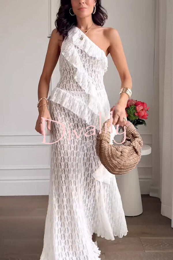 Solid Color Lace Stretch Holiday Maxi Skirt