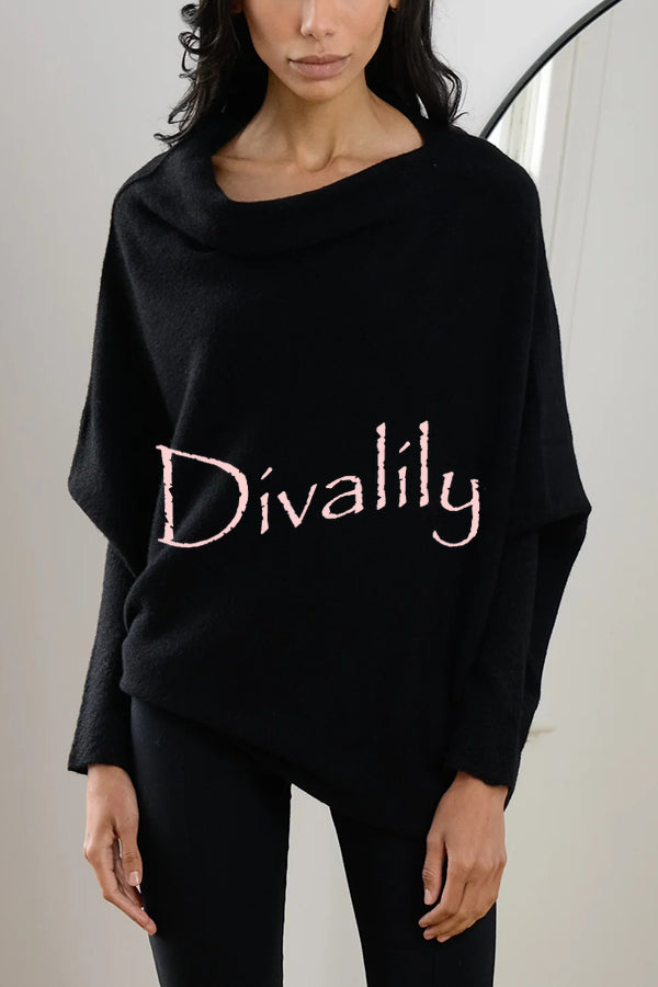 Solid Color Round Neck Long Sleeve Loose Knitted Sweater