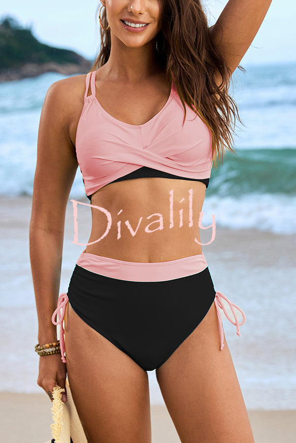 Fashionable High Waist Stretch Bikini Swimsuit