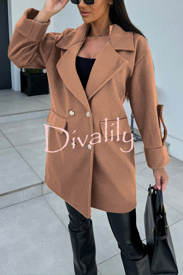 Stylish Lapel Double-breasted Loose Coat