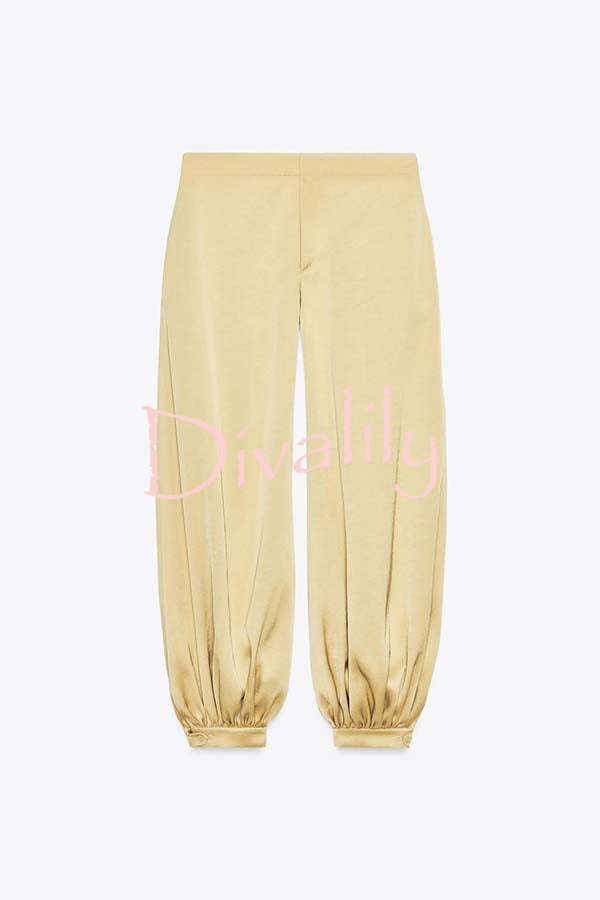 City Phantom Satin High Rise Pocket Aladdin Bloomers Pants