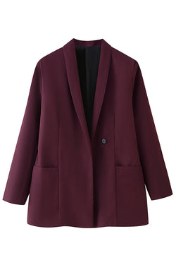 Solid Color Lapel Long Sleeve Casual Pocket Long Blazer