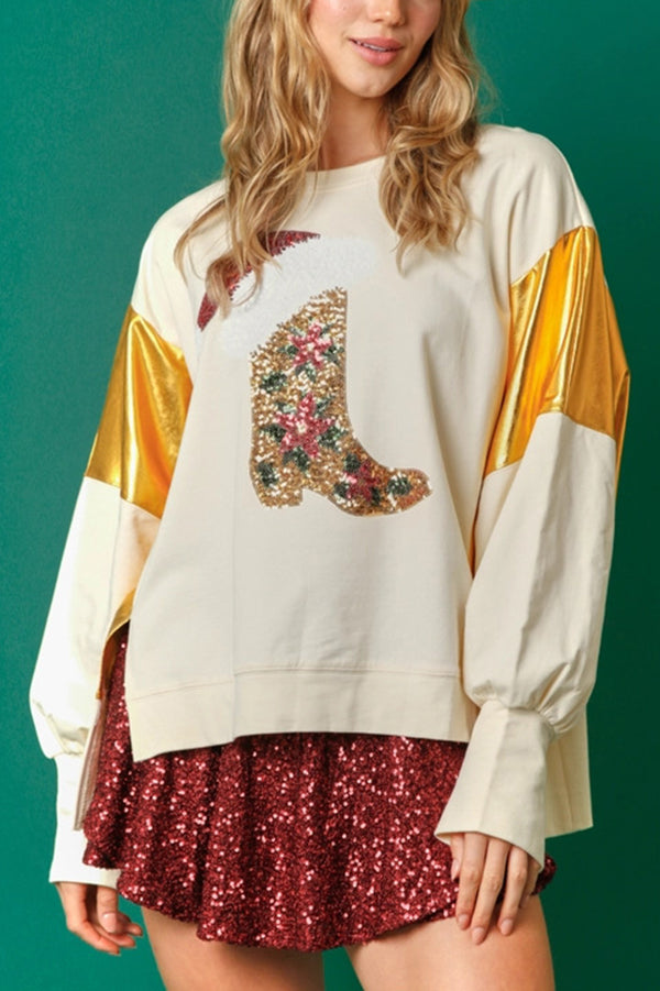 Christmas Sequined Long-sleeved Casual Sweatshirt