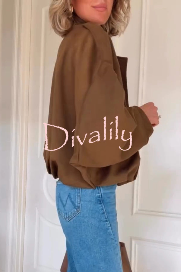 Fashion Lapel Long-sleeved Casual Bomber Jacket