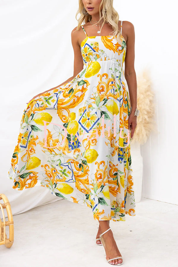 Summer Crush Abstract Print Back Tie-up Maxi Dress