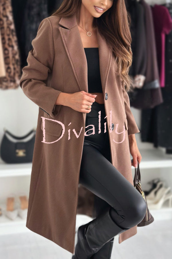 Fashionable Casual Lapel Long Sleeve Single Breasted Loose Coat